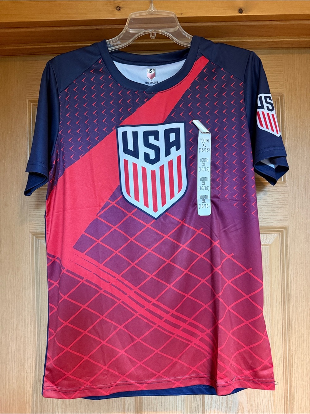 2026 USA Youth Red & Navy Soccer Performance Jersey - Kids Top